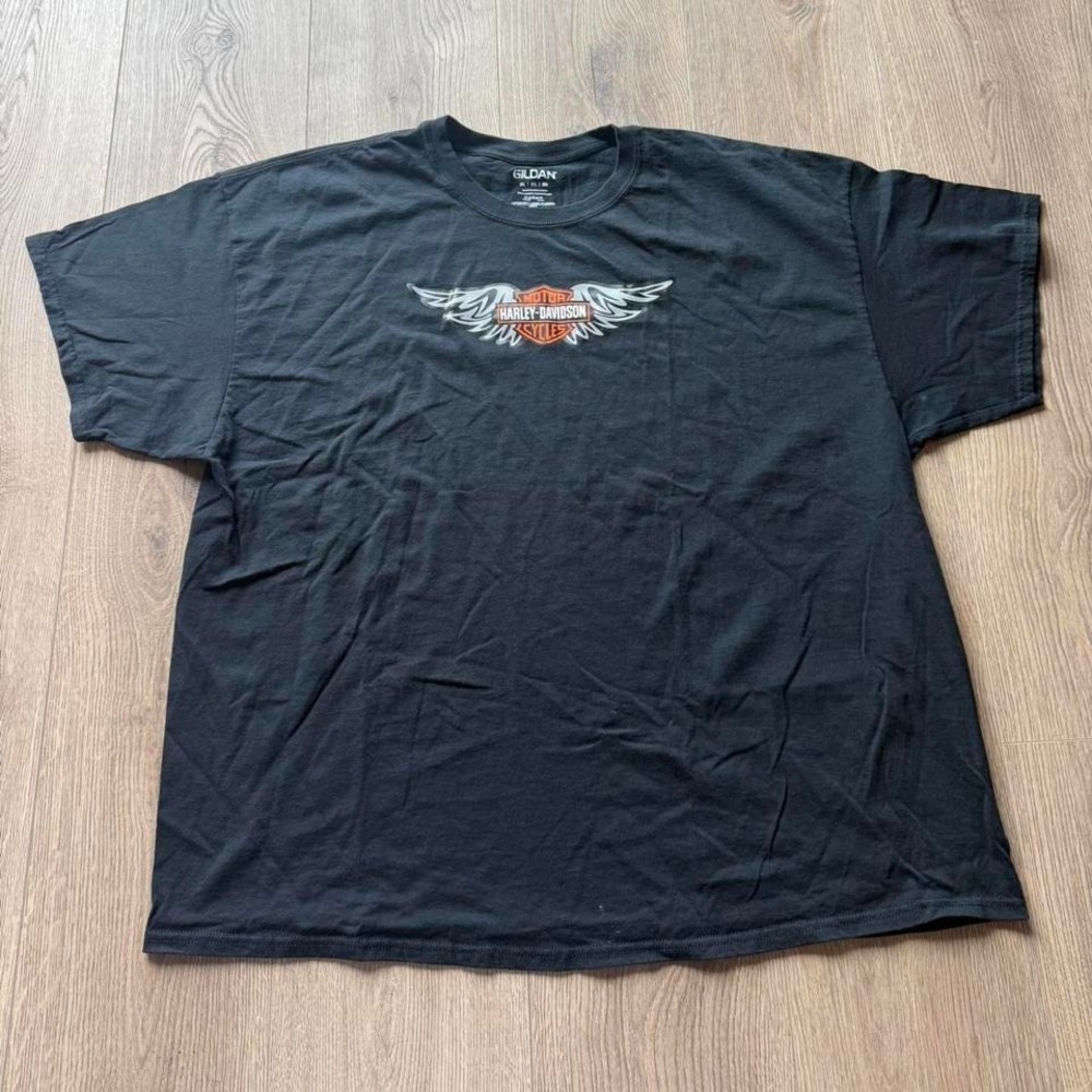 Harley Davidson Wing Logo‎ Graphic T Shirt Black Biker Tee Size 3XL